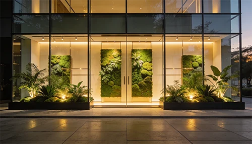 Создать привлекательную витрину можно без больших затрат с командой Версаль. Грамотное озеленение фасада с помощью живых растений преобразит внешний вид вашего магазина, подчеркнёт натуральность бренда и привлечёт внимание клиентов.