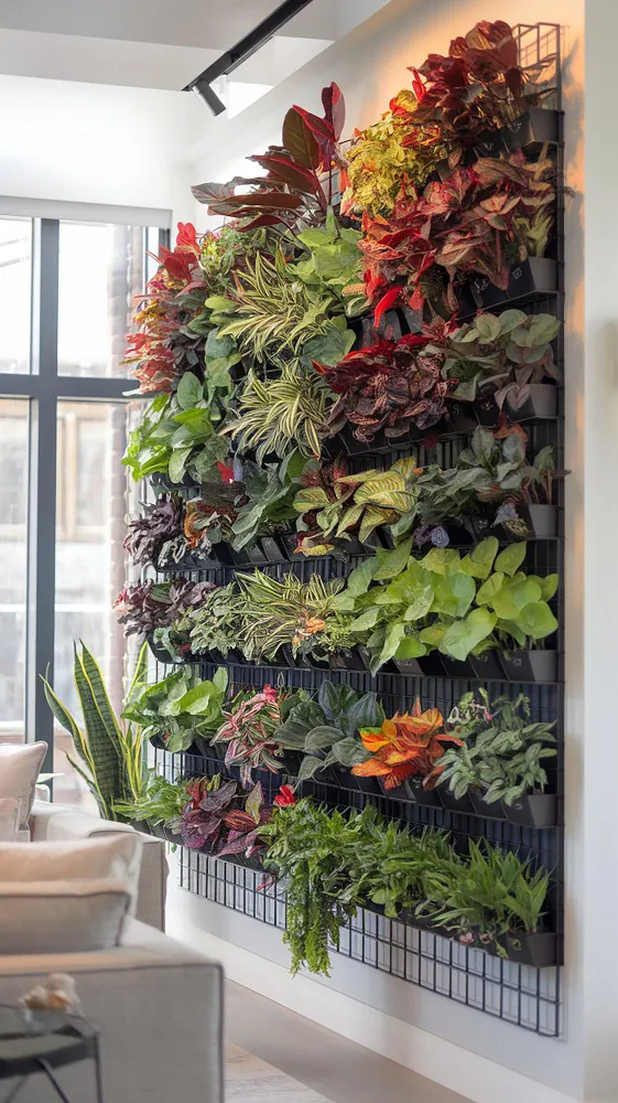 Очистка воздуха — растения поглощают вредные вещества и выделяют кислород, создавая естественный фильтр  Шумопоглощение — зелёная стена снижает уровень шума в помещении   Создание расслабляющей атмосферы. 